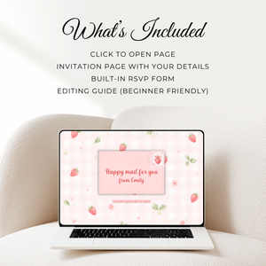 Strawberry Baby Shower Invitation Website with RSVP BS307