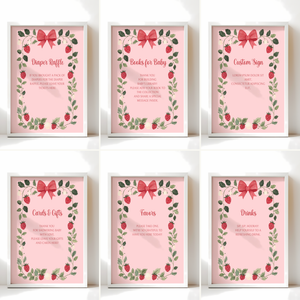 Baby Shower Mega Bundle - Strawberry Berry Sweet Pink Vintage Floral BS63