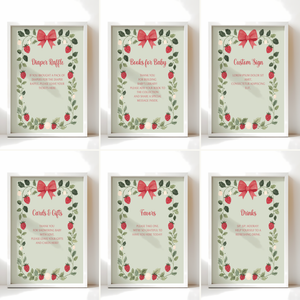 Baby Shower Mega Bundle - Green Strawberry Berry Sweet Vintage Floral BS63