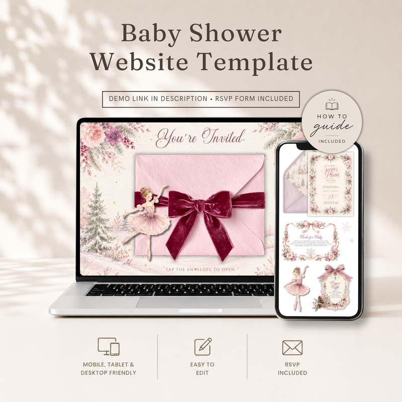 Sugar Plum Baby Shower Website Invitation with RSVP BS329