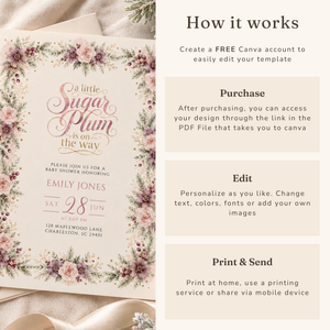 Sugar Plum Christmas Baby Shower Invitation BS329