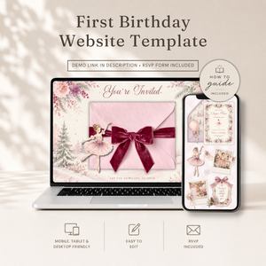 Sugar Plum First Birthday Website Invitation with RSVP L167
