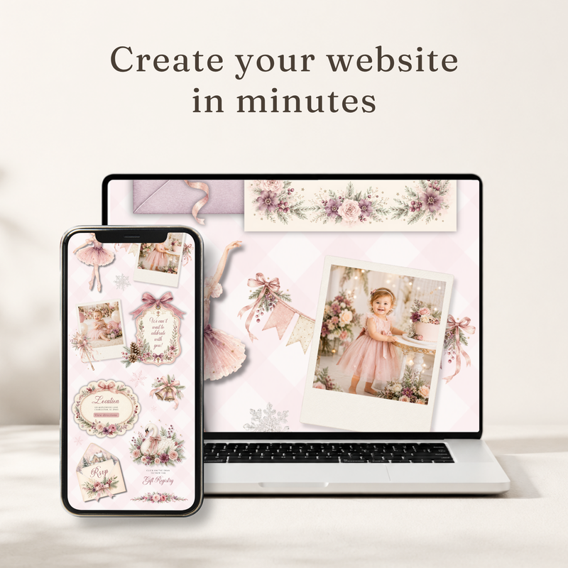 Sugar Plum First Birthday Website Invitation with RSVP L167