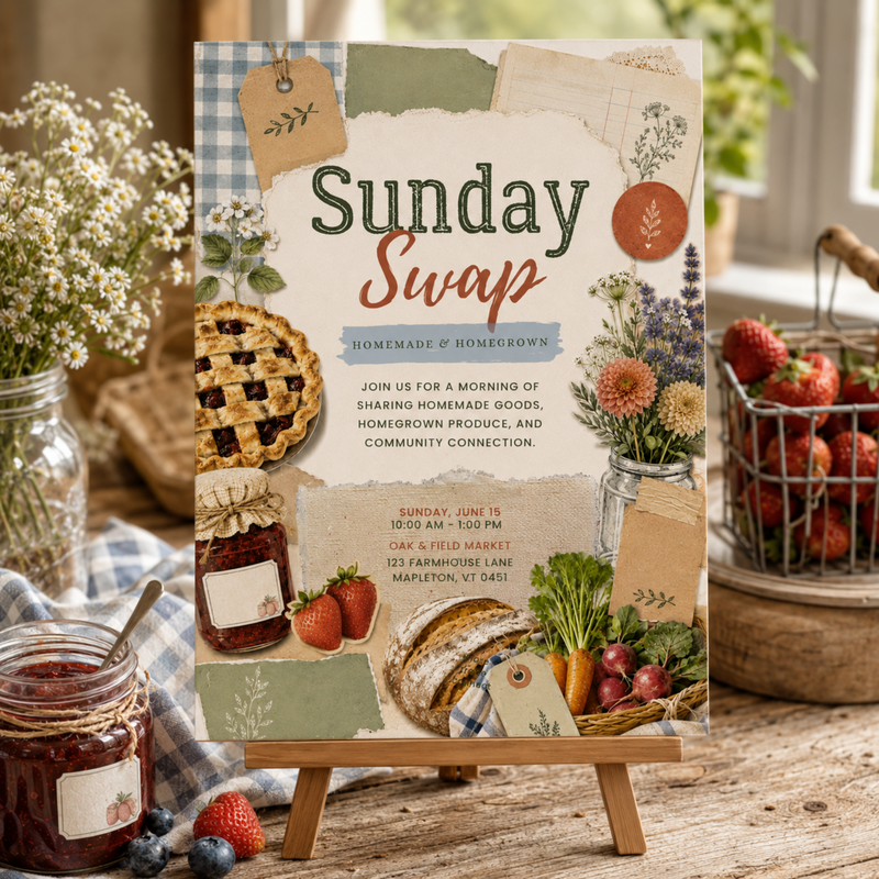Sunday Swap Farmers Market Invitation Template L154