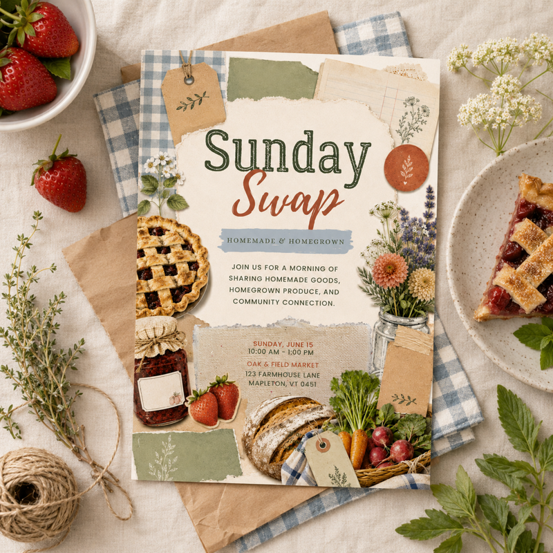 Sunday Swap Farmers Market Invitation Template L154