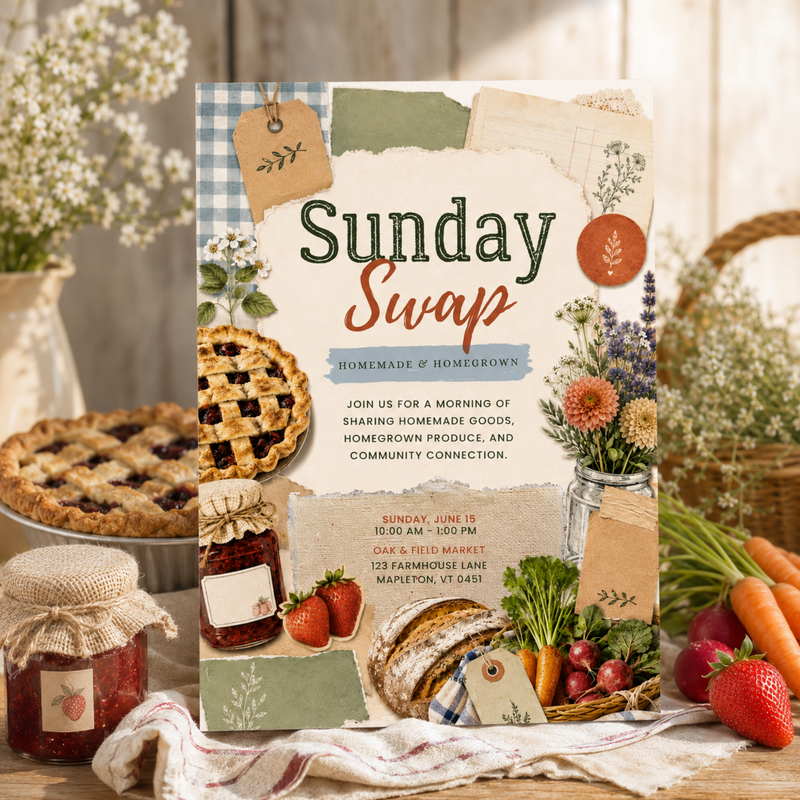 Sunday Swap Farmers Market Invitation Template L154