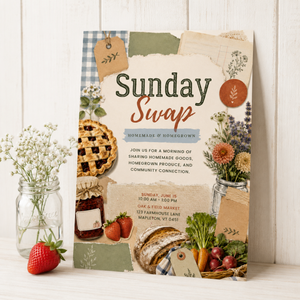Sunday Swap Farmers Market Invitation Template L154