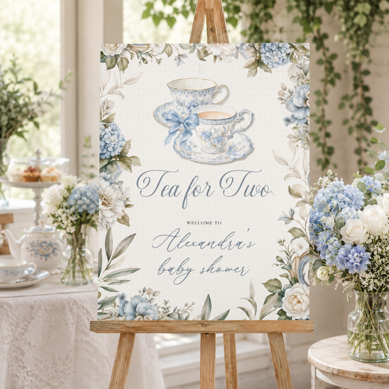 Tea for Two Baby Shower Welcome Sign L150