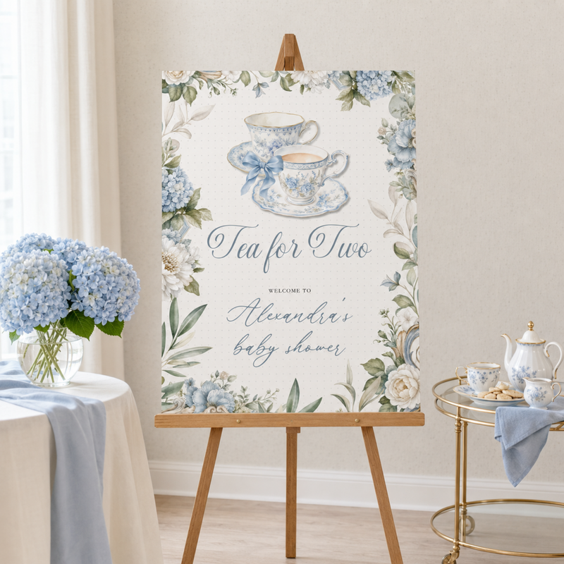 Tea for Two Baby Shower Welcome Sign L150