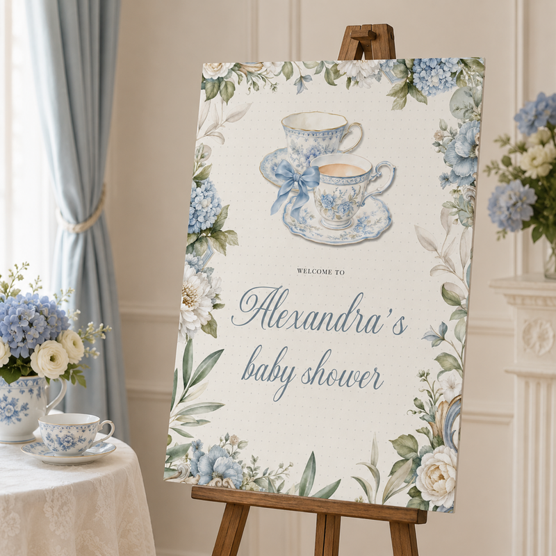 Tea for Two Baby Shower Welcome Sign L150