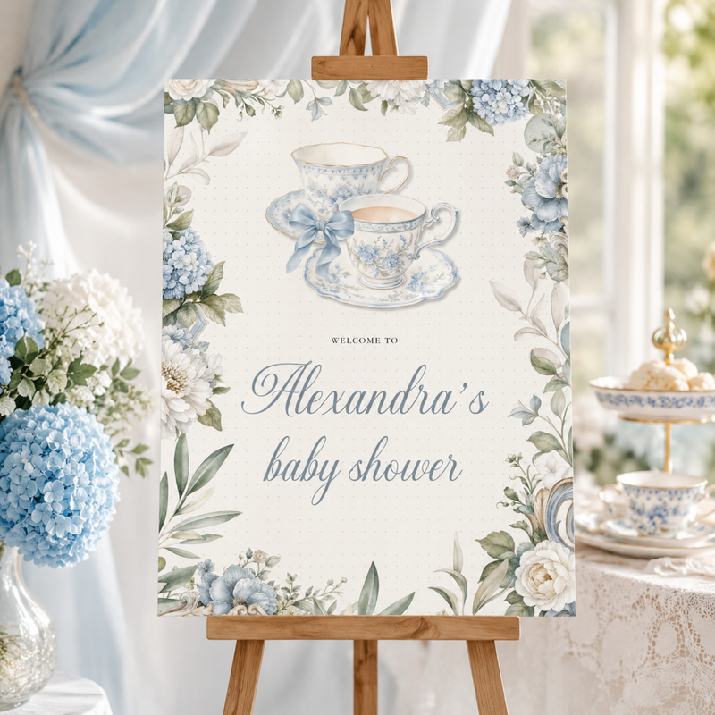 Tea for Two Baby Shower Welcome Sign L150