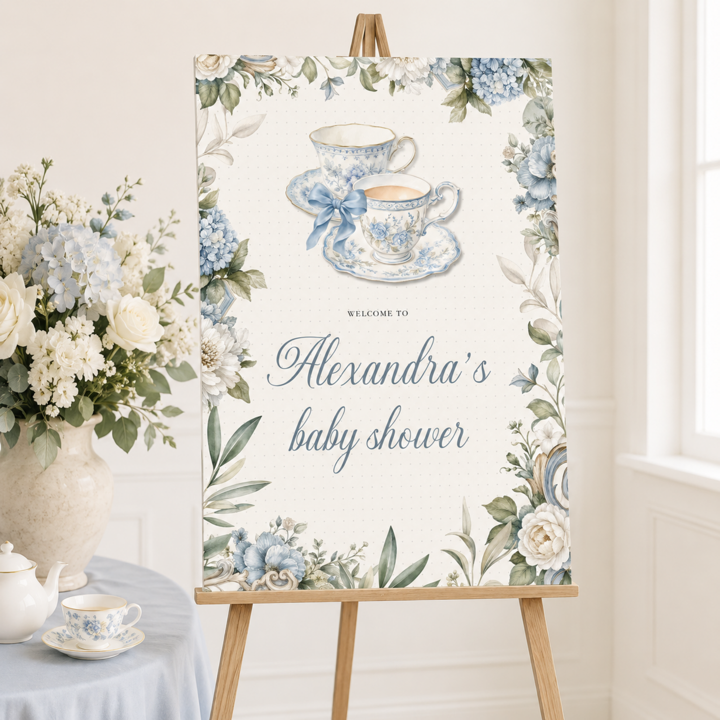Tea for Two Baby Shower Welcome Sign L150