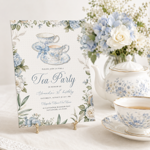 Blue Toile Tea Party Invitation L150