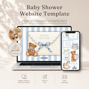 Teddy Bear Baby Shower Website Invitation with RSVP BS342