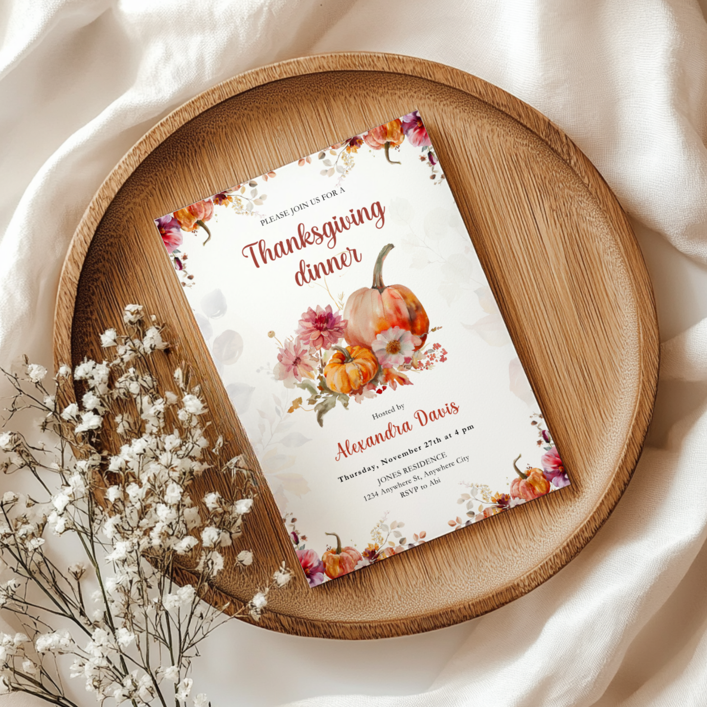 Editable Thanksgiving Dinner Invitation Template L36
