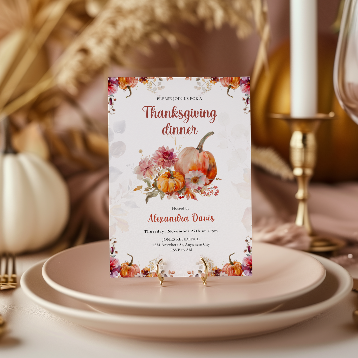 Editable Thanksgiving Dinner Invitation Template L36