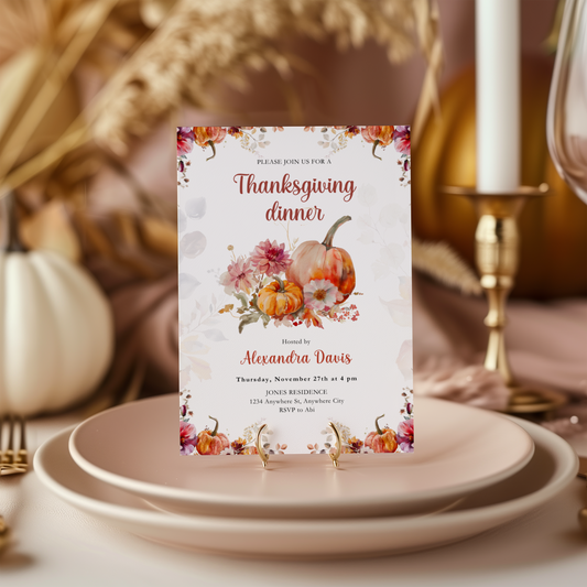 Editable Thanksgiving Dinner Invitation Template L36