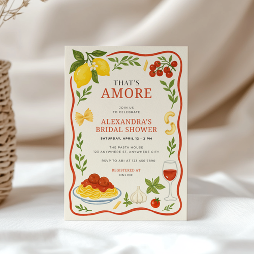 That's Amore Italian Food Themed Bridal Shower Invitation L79