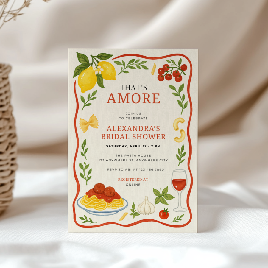 That's Amore Italian Food Themed Bridal Shower Invitation L79