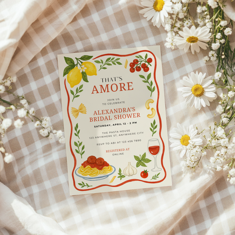 That's Amore Italian Food Themed Bridal Shower Invitation L79