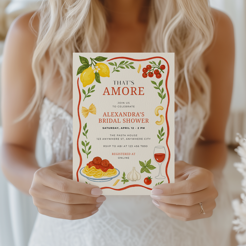 That's Amore Italian Food Themed Bridal Shower Invitation L79
