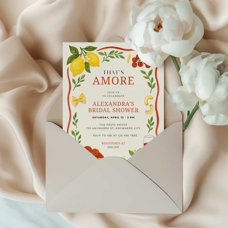 That's Amore Italian Food Themed Bridal Shower Invitation L79