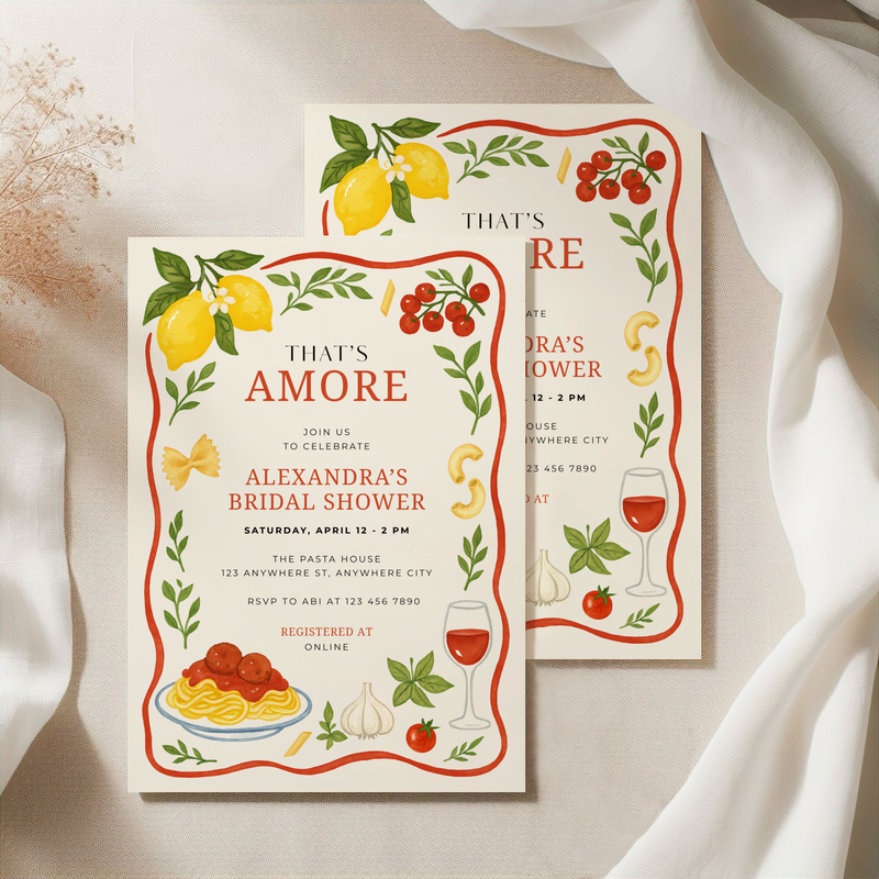 That's Amore Italian Food Themed Bridal Shower Invitation L79
