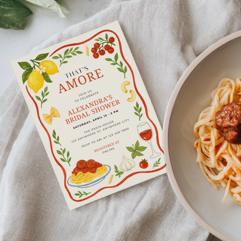 That's Amore Italian Food Themed Bridal Shower Invitation L79