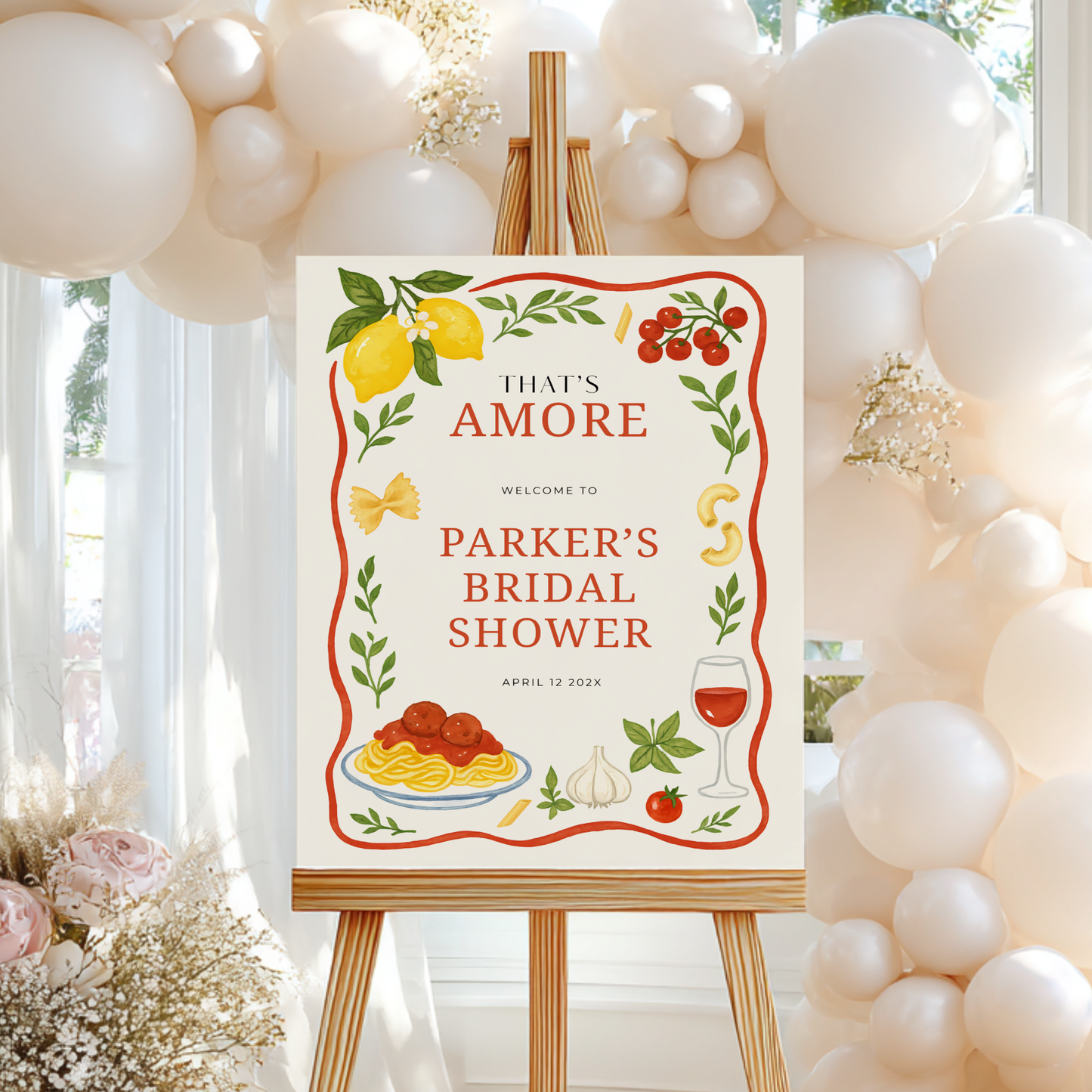 That's Amore Italian Themed Bridal Shower Welcome Sign L79