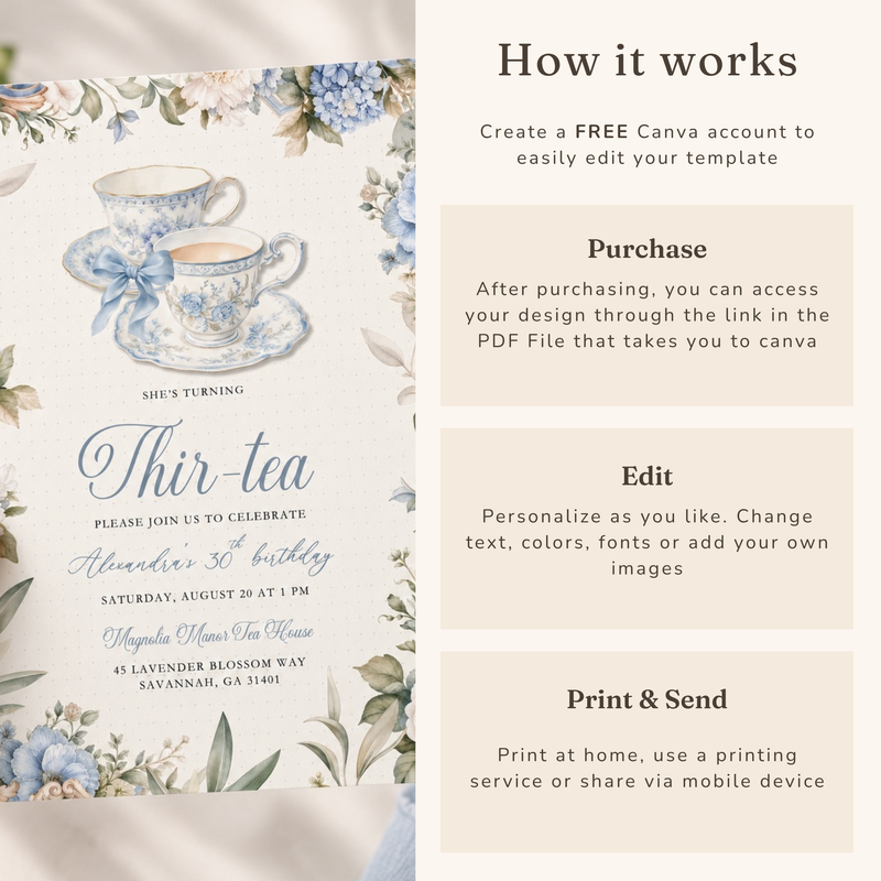 Thir-Tea 30th Birthday Invitation L170