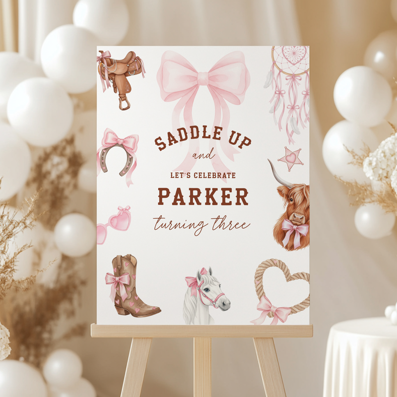 Third Rodeo Girl Birthday Welcome Sign L75