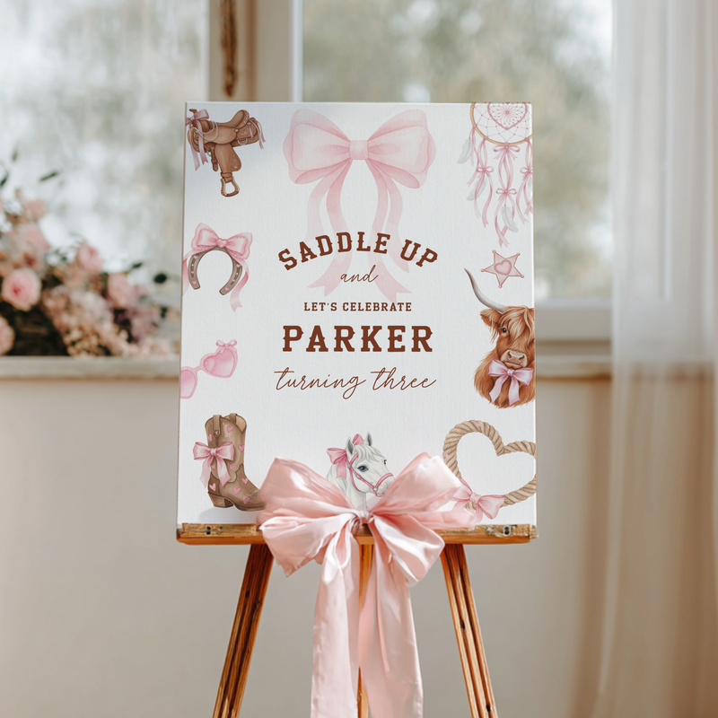 Third Rodeo Girl Birthday Welcome Sign L75