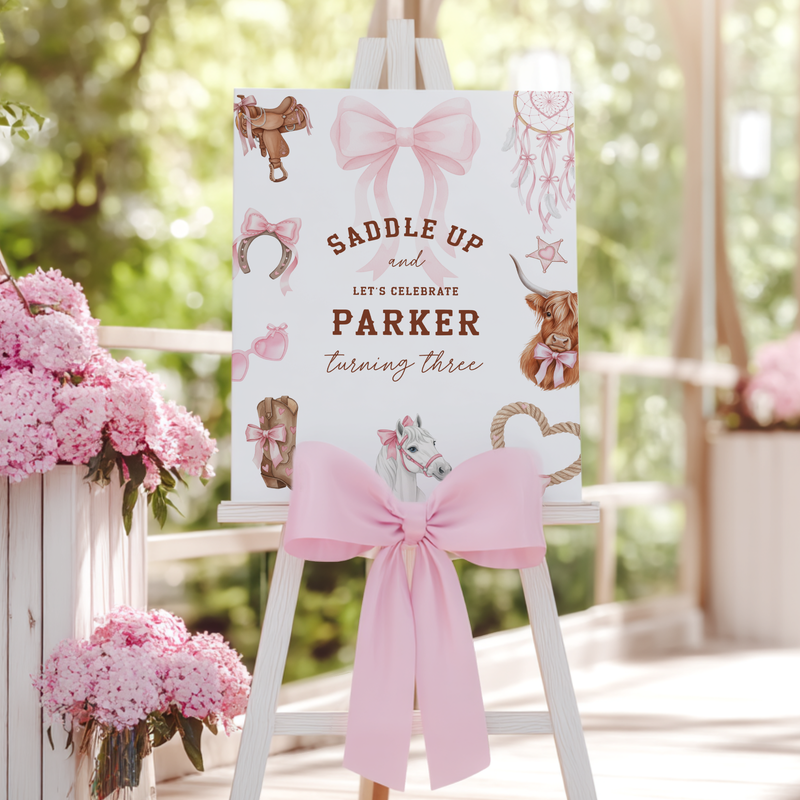 Third Rodeo Girl Birthday Welcome Sign L75