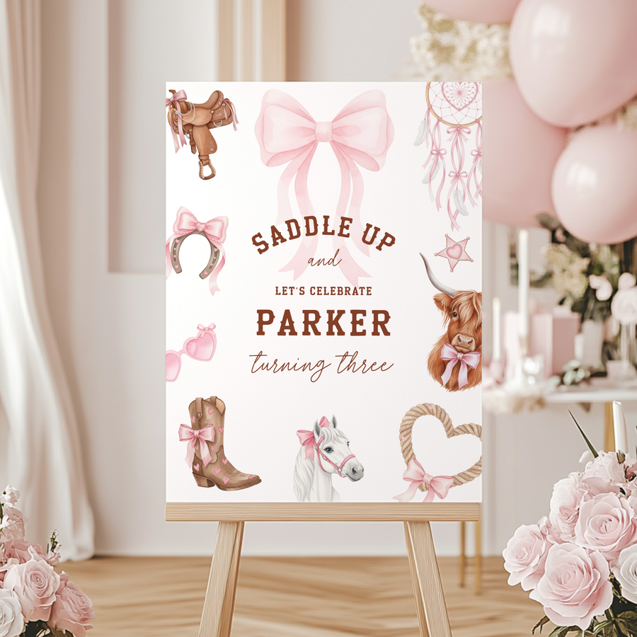 Third Rodeo Girl Birthday Welcome Sign L75