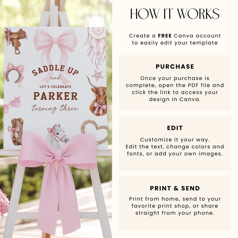 Third Rodeo Girl Birthday Welcome Sign L75