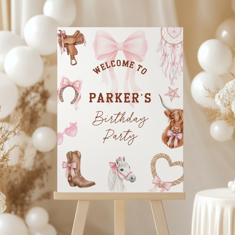 Third Rodeo Girl Birthday Welcome Sign L75