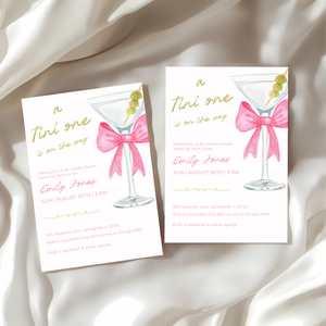 Baby Shower Invitation - Pink Martini A Tini One Is On The Way BS123