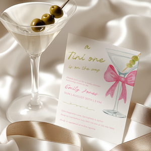 Baby Shower Invitation - Pink Martini A Tini One Is On The Way BS123