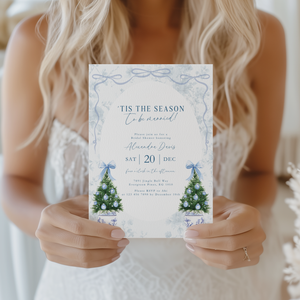 'Tis the Season To Be Married Bridal Shower Invitation Template Blue L40