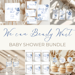 Baby Shower Mega Bundle - Blue Bearly Wait Toile de Jouy BS35