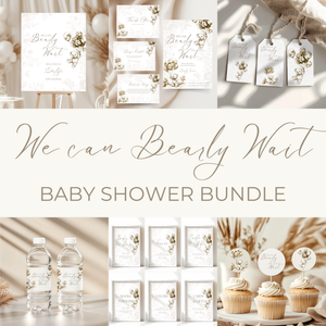 Baby Shower Mega Bundle - Beige Bearly Wait Toile de Jouy BS36