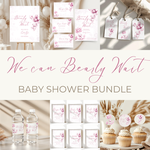 Baby Shower Mega Bundle - Pink Bearly Wait Toile de Jouy BS37
