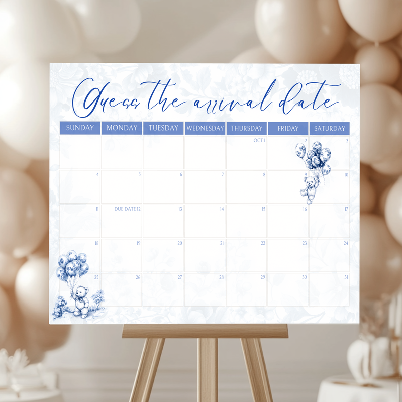 Baby Shower Mega Bundle - Blue Bearly Wait Toile de Jouy BS35