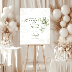 Baby Shower Welcome Sign - Green Bearly Wait Toile de Jouy BS38