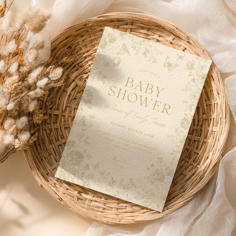 Elegant Butter Yellow Baby Shower Invitation BS187