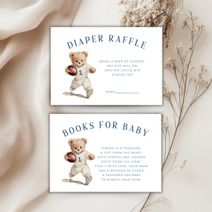 Touchdown Football Sports Bear Baby Shower Invitation Bundle BS221
