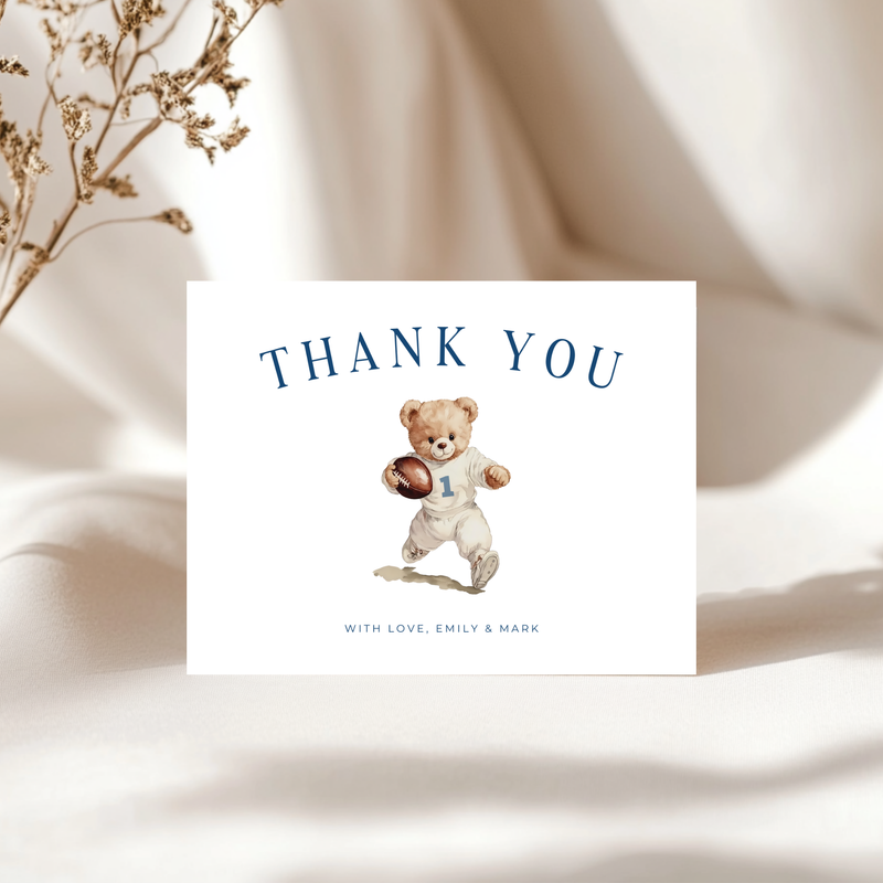 Touchdown Football Sports Bear Baby Shower Invitation Bundle BS221