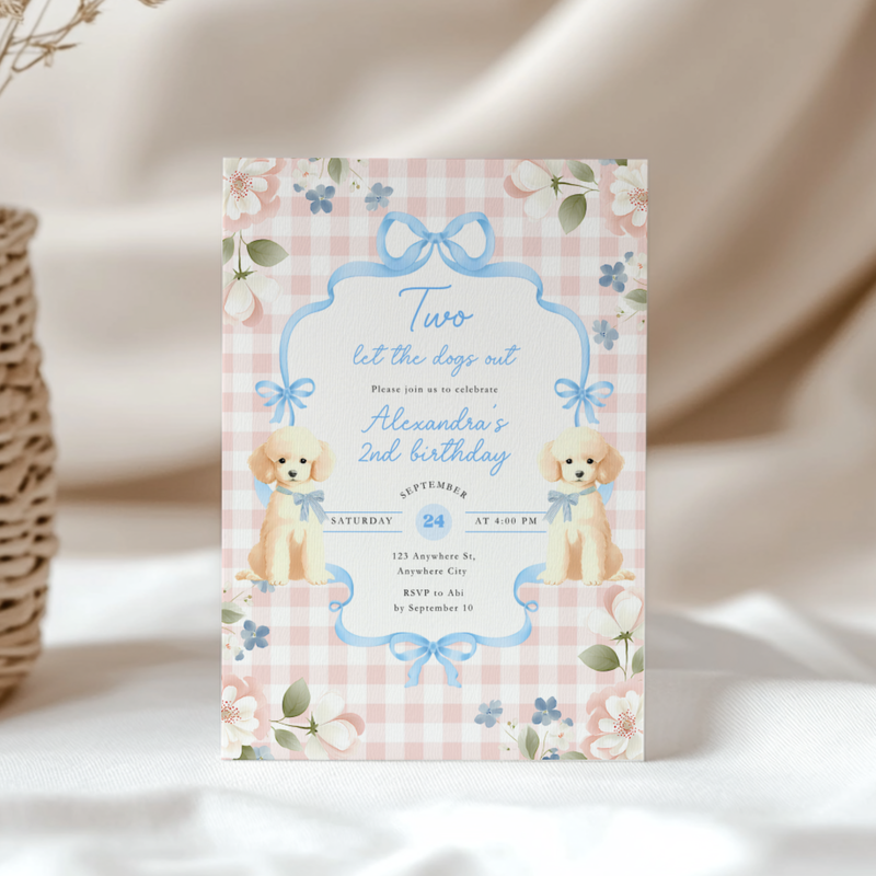 Two Let The Dogs Out 2nd Birthday Paw-ty Invitation L94