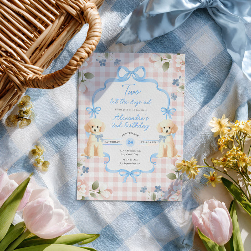 Two Let The Dogs Out 2nd Birthday Paw-ty Invitation L94