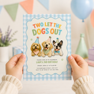 Two Let the Dogs Out 2nd Birthday Invitation Boy L166